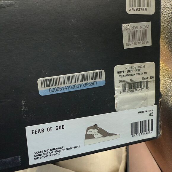Fear Of God Skate Mid Sneaker Sand Cream Fear of God Print men’s US Sz 12 - Picture 9 of 12
